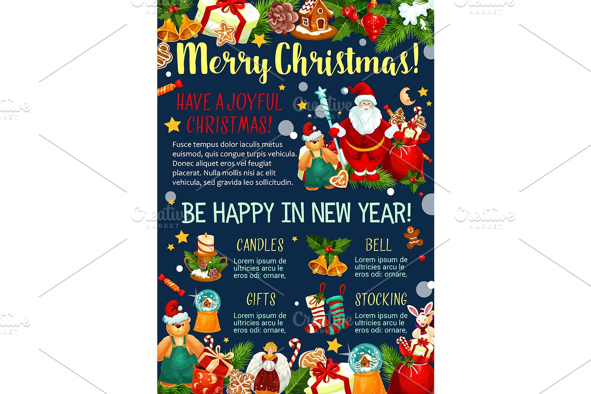 Christmas and New Year celebration greeting banner in Illustrations - product preview 8
