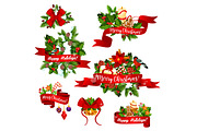 Christmas vector greeting ribbons decoration icons