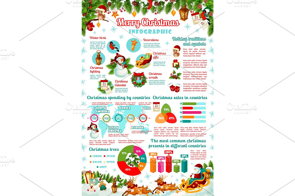 Christmas holiday celebration vector infographic in Illustrations - product preview 8