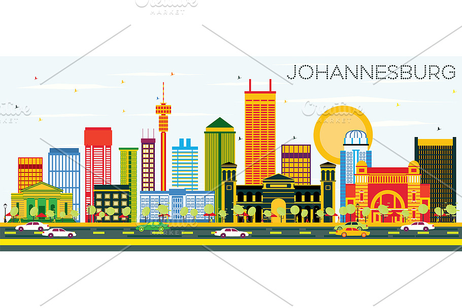 Johannesburg Skyline  in Illustrations - product preview 8