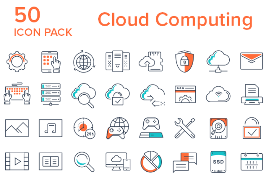 50 Cloud Computing Icons in Graphics - product preview 8