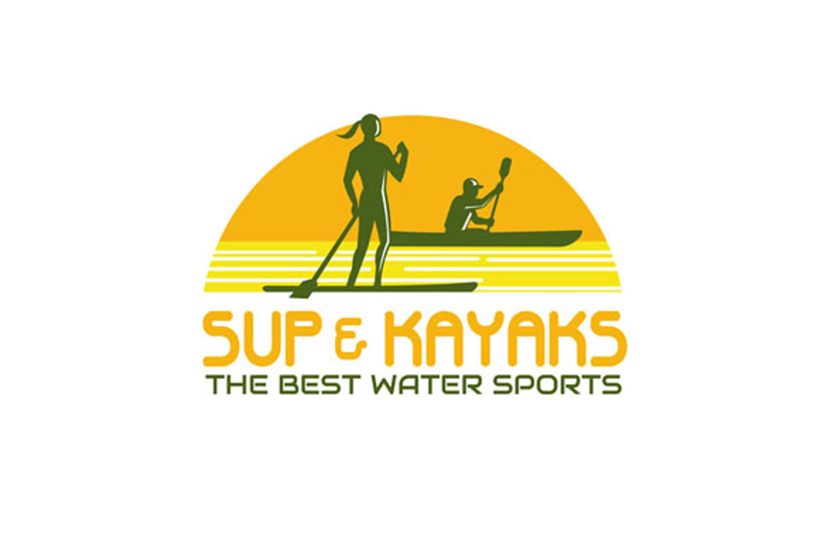 SUP and Kayak Water Sports Retro in Illustrations - product preview 8