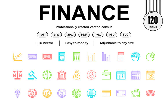 Finance Color Line Icon in Graphics - product preview 1