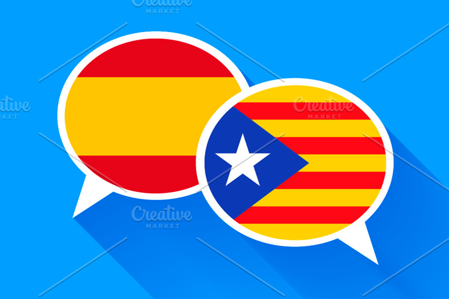Speech bubble with Catalonia flag in Illustrations - product preview 8