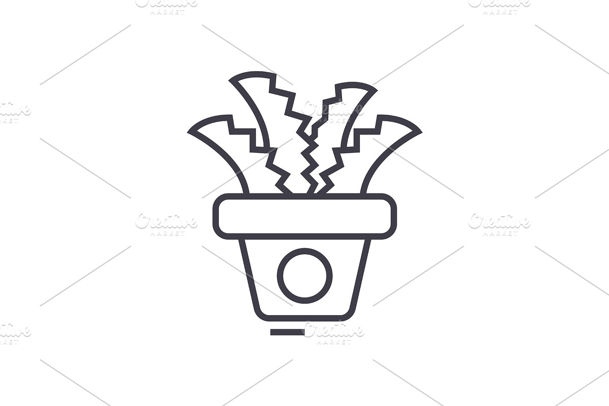 plant in the pot,office cactus vector line icon, sign, illustration on background, editable strokes in Illustrations - product preview 8