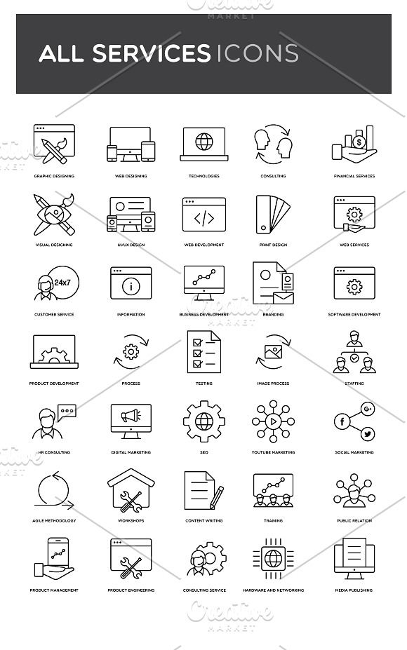 Most Essential Services Icons in Marketing Icons - product preview 1