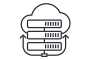 servers network,cloud vector line icon, sign, illustration on background, editable strokes