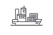 ship cargo container  vector line icon, sign, illustration on background, editable strokes