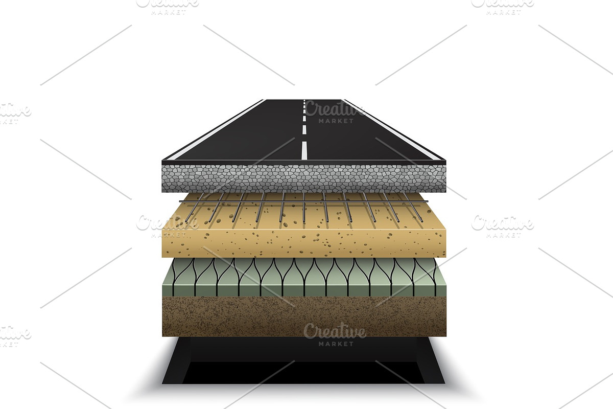 section of asphalt road Pavement layers in Illustrations - product preview 8