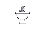 sink with tap  vector line icon, sign, illustration on background, editable strokes