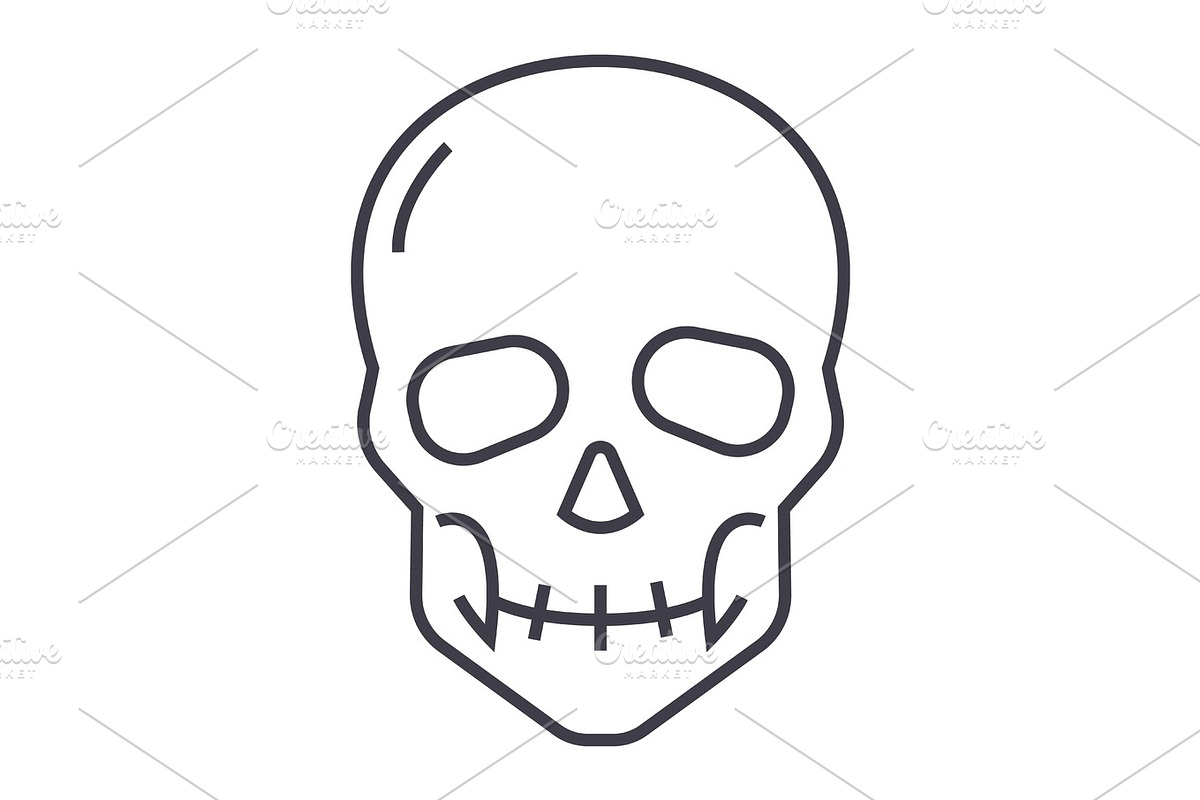 skull vector line icon, sign, illustration on background, editable strokes in Illustrations - product preview 8