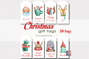 Christmas Gift tags, Watercolor