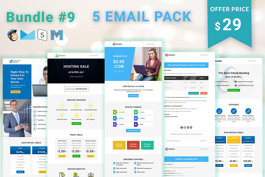 5 Email Templates Bundle - 9 in Mailchimp Templates - product preview 8