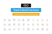 150 Travel Colored Line Icons