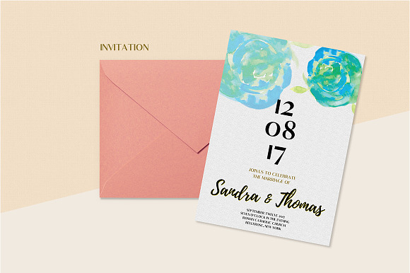 Floral Wedding Invitation Set in Wedding Templates - product preview 2