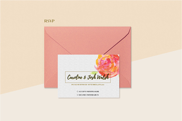 Floral Wedding Invitation Set in Wedding Templates - product preview 9