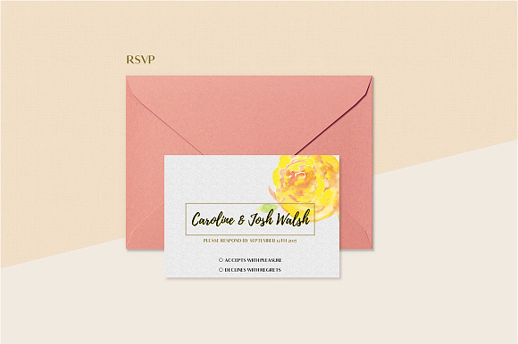 Floral Wedding Invitation Set in Wedding Templates - product preview 10