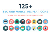 125+ Seo and Marketing Flat Icons