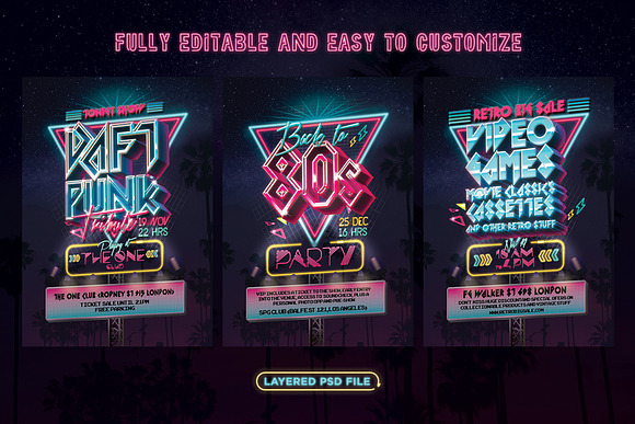 Retro Luminous Sign Template in Flyer Templates - product preview 2