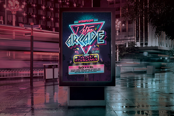 Retro Luminous Sign Template in Flyer Templates - product preview 4