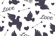 Seamless pattern with white love doves