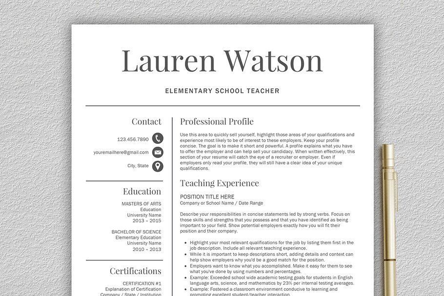 Resume Template | Teacher CV in Resume Templates - product preview 8