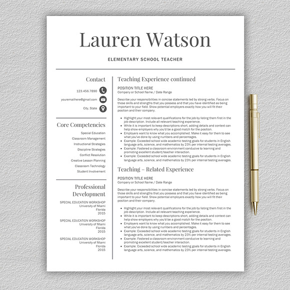 Resume Template | Teacher CV in Resume Templates - product preview 1