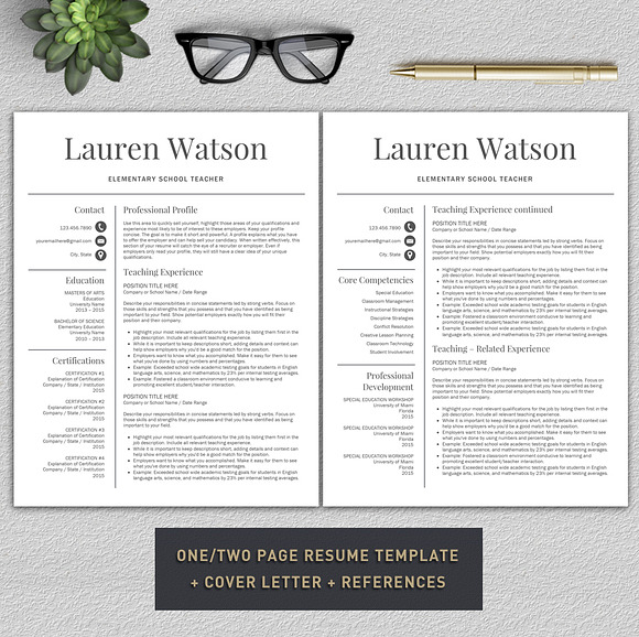 Resume Template | Teacher CV in Resume Templates - product preview 2