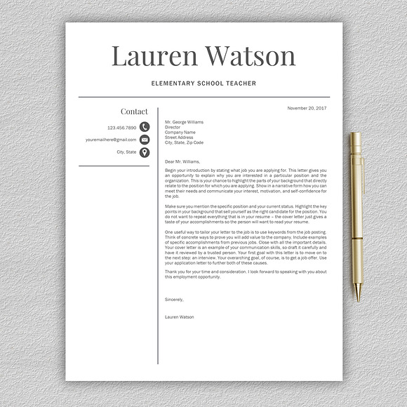 Resume Template | Teacher CV in Resume Templates - product preview 3