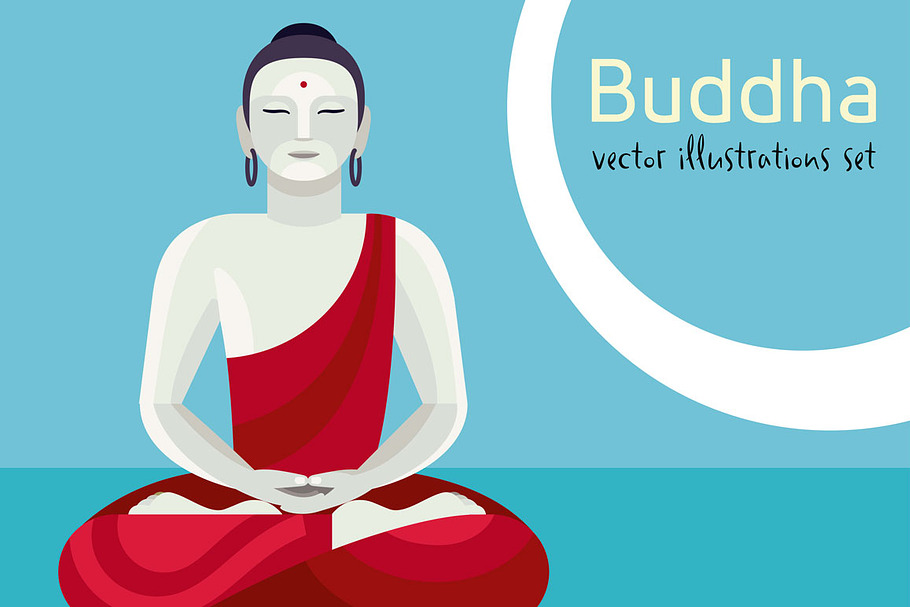Buddha vector illustrations Set