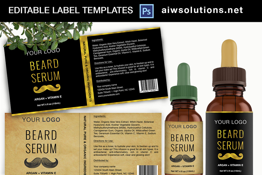 Beard Serum Label Template ID34 in Flyer Templates - product preview 8
