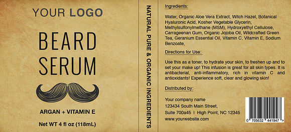 Beard Serum Label Template ID34 in Flyer Templates - product preview 1