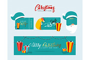 Christmas design elements, banners, labels. Xmas sale