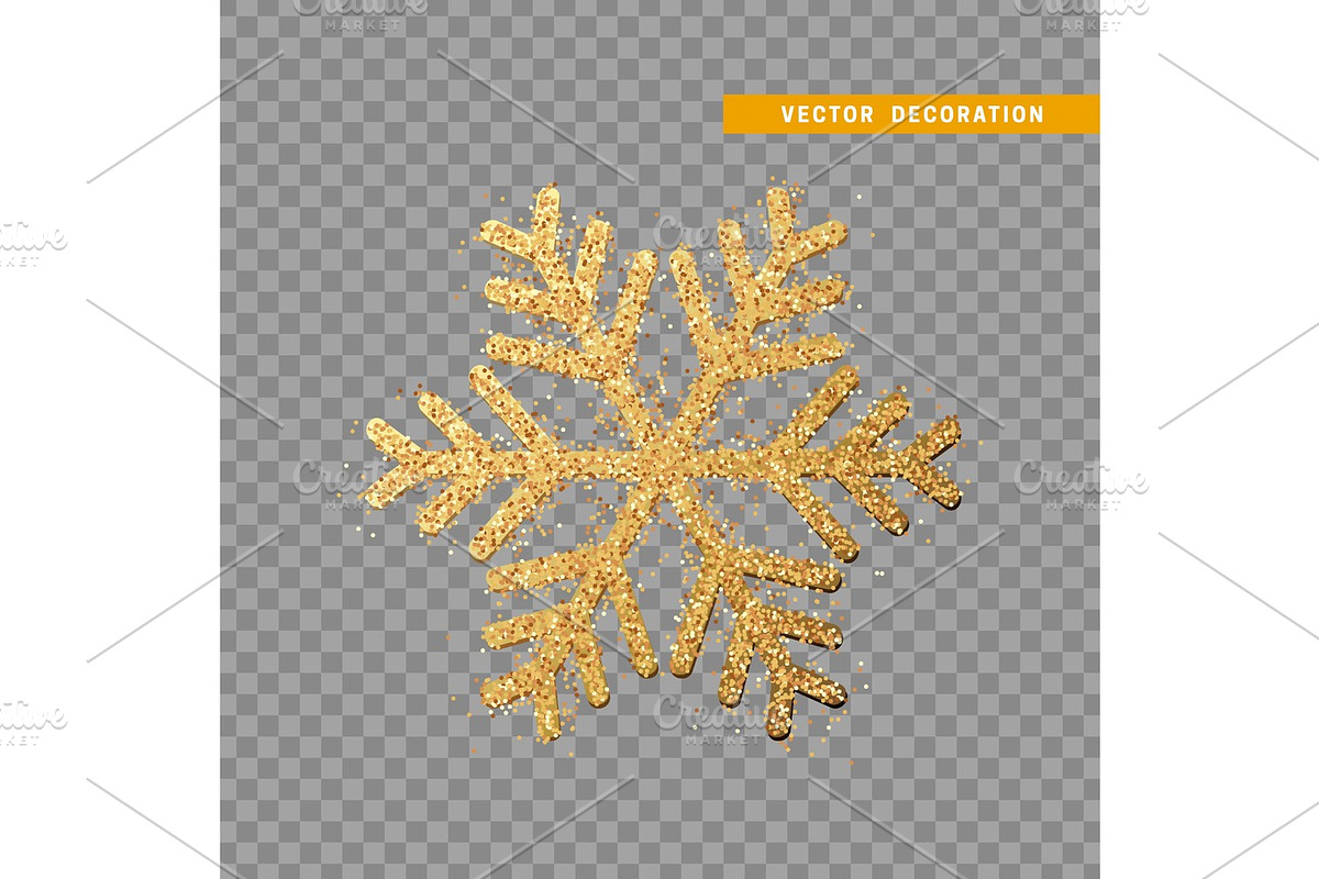 Christmas decoration, gold snowflake in Illustrations - product preview 8