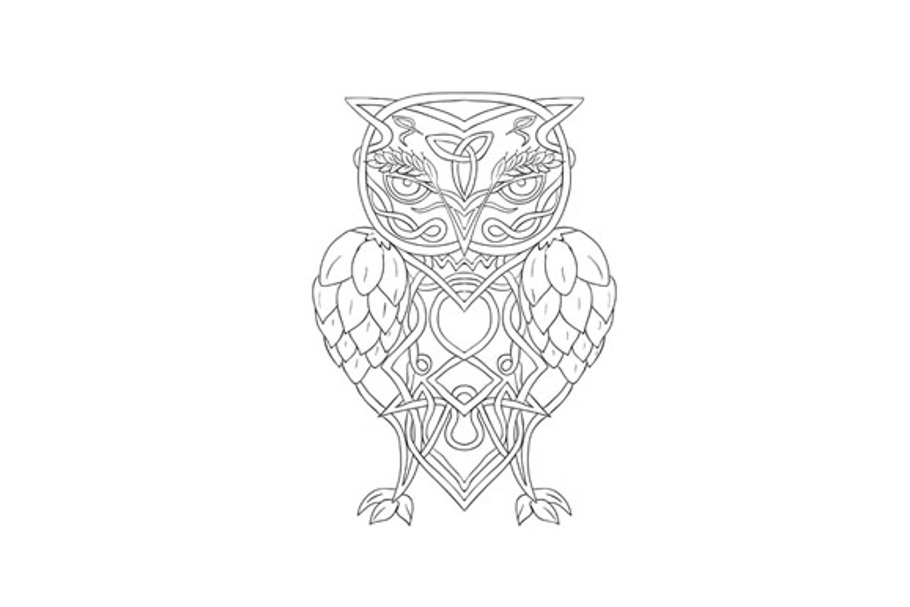 Hops and Barley Owl Celtic Knotwork in Illustrations - product preview 8