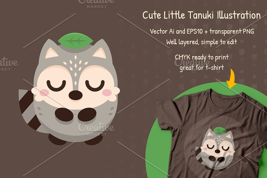 Tanuki - Cute Animal Raccoon Clipart in Illustrations - product preview 8