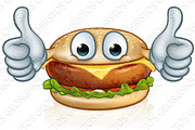 Burger Food Thumbs Up Cartoon Character Mascot