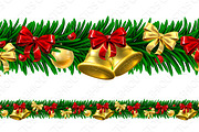 Christmas Tree Baubles Wreath Design Border