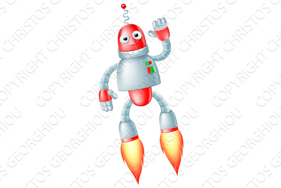 Cute flying robot man in Illustrations - product preview 8