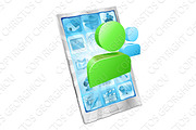 Social media icon phone app concept