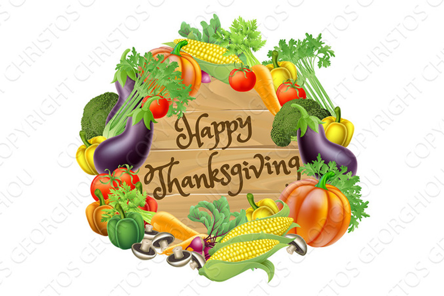 Happy Thanksgiving Vegetable and Fruits Design