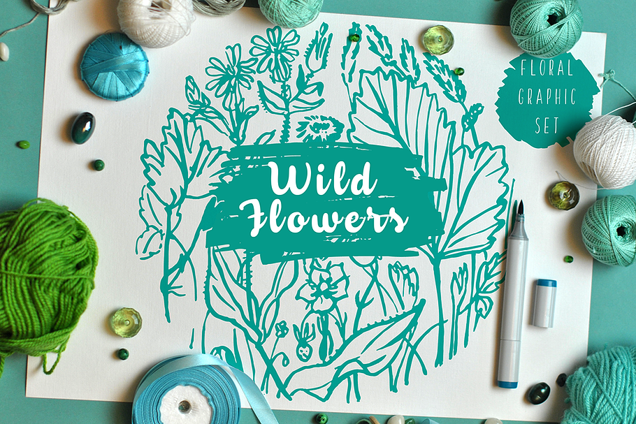 Wild flowers - Marker Graphic Set in Illustrations - product preview 8