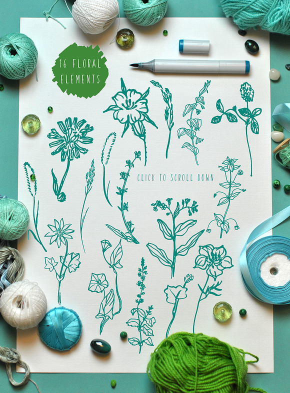 Wild flowers - Marker Graphic Set in Illustrations - product preview 1