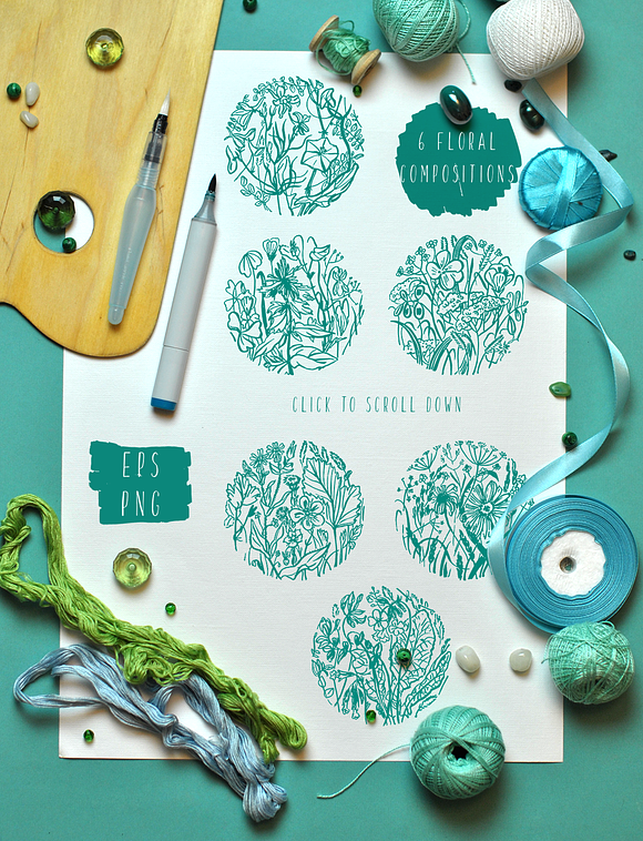 Wild flowers - Marker Graphic Set in Illustrations - product preview 2