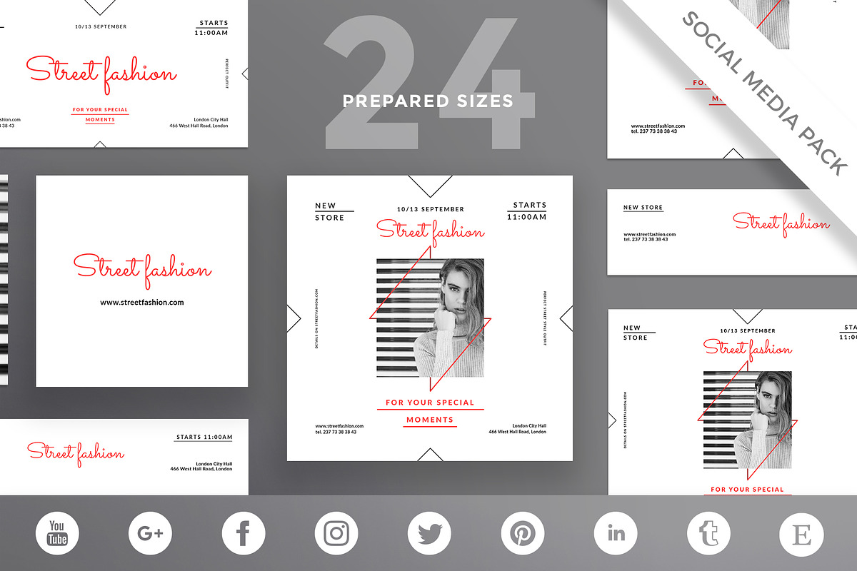 Social Media Pack | Street Fashion in Social Media Templates - product preview 8