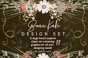 Beau Kaki French Floral Graphic Set