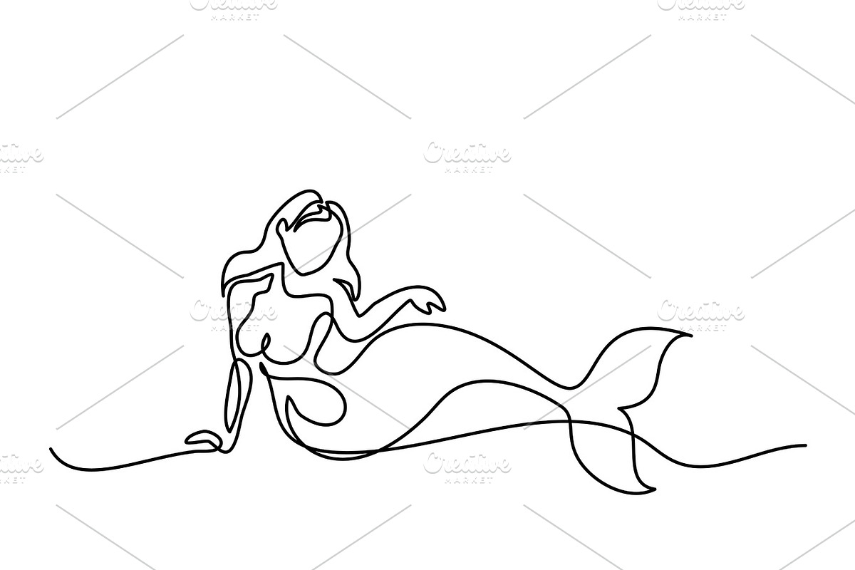 Mermaid laying on beach in Illustrations - product preview 8