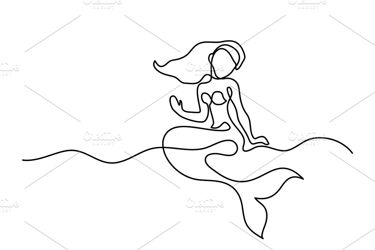 Mermaid sitting on beach in Illustrations - product preview 8
