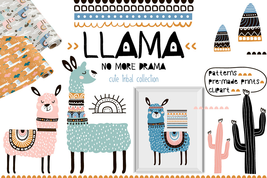 Llama cute tribal collection in Illustrations - product preview 8
