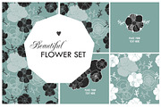 Flower set illustrations + patterns